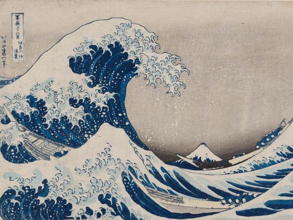 Katsushika Hokusai, "Under the Wave off Kanagawa (Kanagawa-oki nami-ura), also known  as the Great Wave, from the series Thirty-six Views of Mount Fuji  (Fugaku sanjûrokkei)," about 1830–31