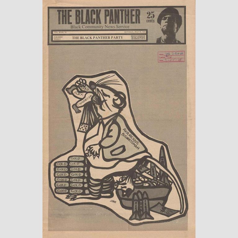 Front page of a newspaper featuring a cartoon of an anthropomorphic rat eating a man.