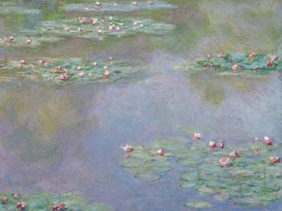 Detail of painting, Water Lilies, by Monet