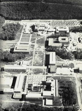 An aerial of Stony Brook campus, 1970.