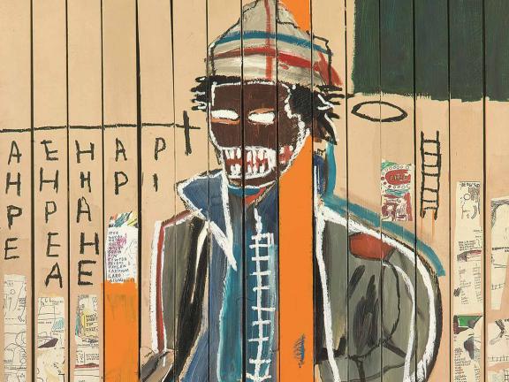 cropped image of Anthony Clarke painting by Basquiat