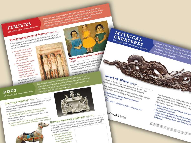 collage of three different art connections cards