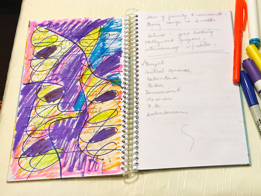 All shapes on notebook page are fully colored in