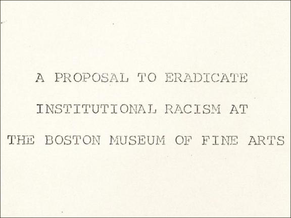 Cover page for “A Proposal to Eradicate Institutional Racism at the Boston Museum of Fine Arts”