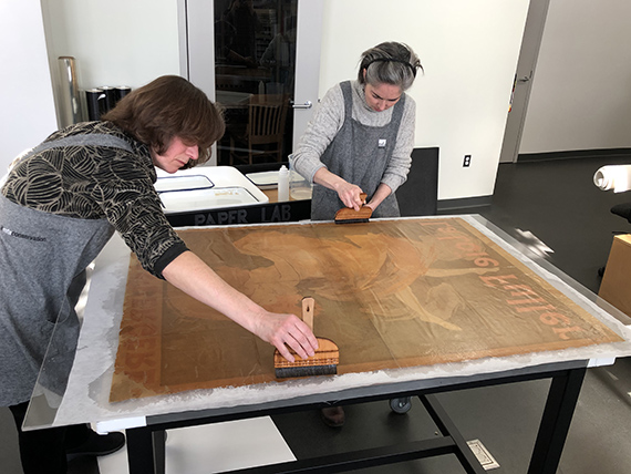 Back of Chéret poster brushed with wheat starch paste