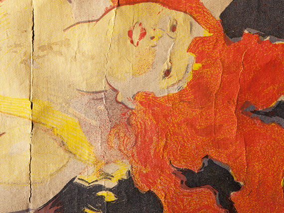 Detail of damage in Chéret poster