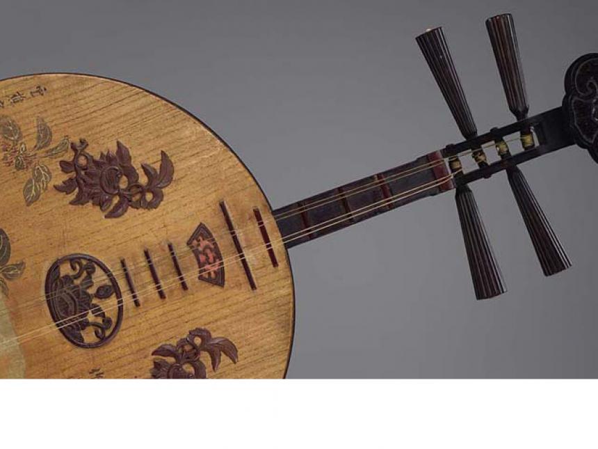Detail of late-19th century Chinese lute (yueqin)