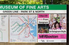 "Hallyu" ad next to MBTA subway map at Museum of Fine Arts stop