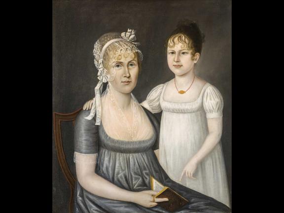image of a painting of a portrait of a mother and daughter