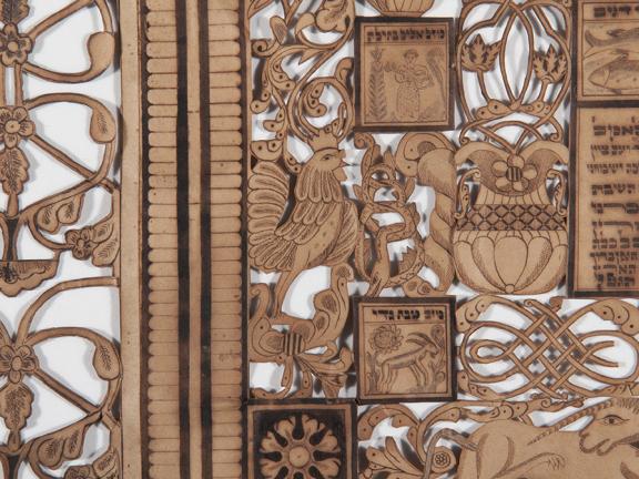 Detail of Judaica papercut during treatment