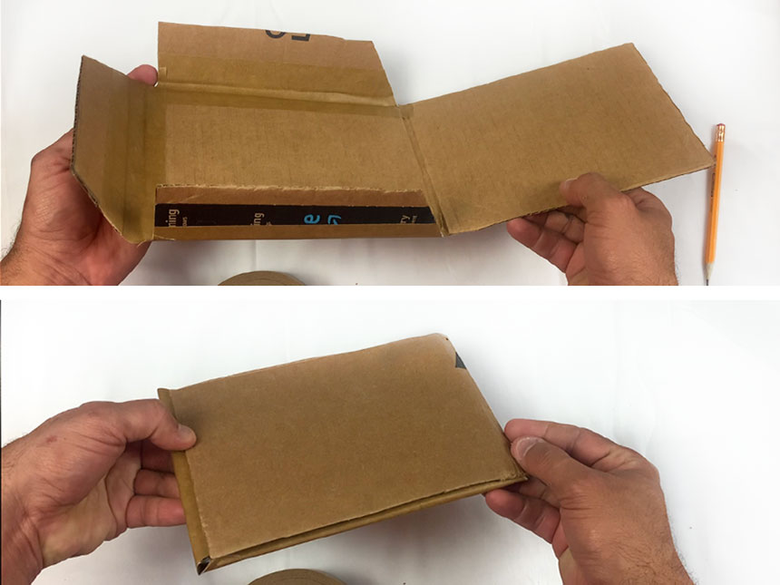 folding flaps to test how cardboard portfolio folds together