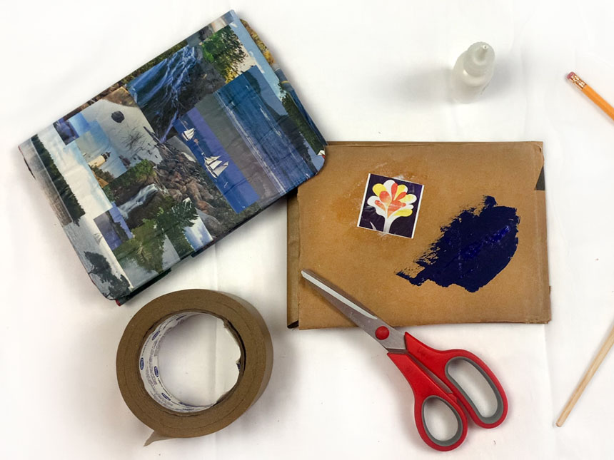 decorating portfolio with photographs and magazine cutouts