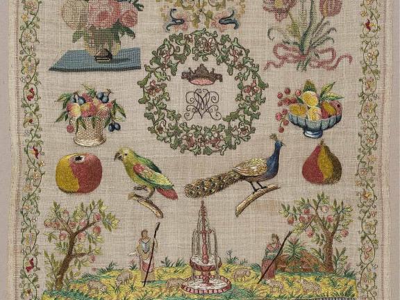 01.6270  sampler, German, Nuremberg, first half of 18th century