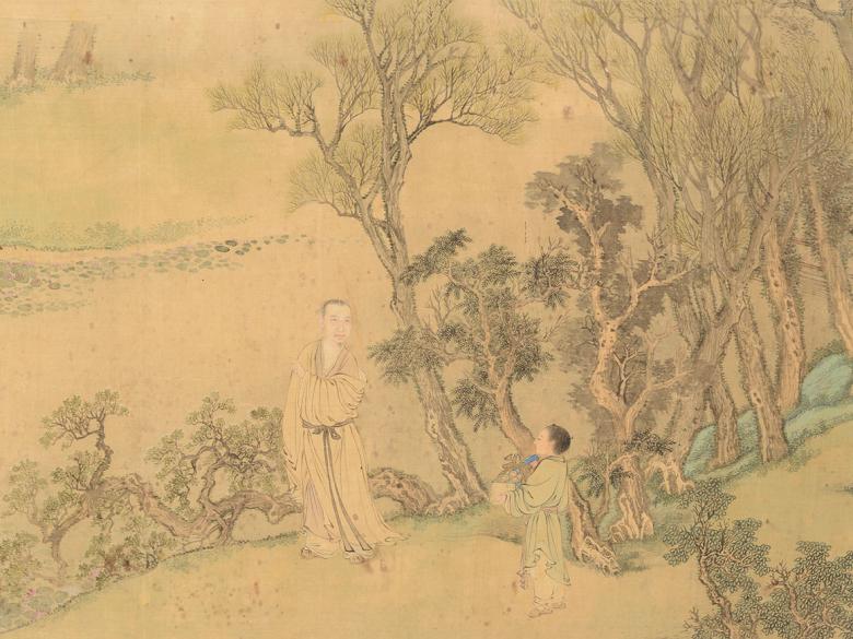 Detail of Wang Hui and Jiao Bingzhen's painting, Portrait of An Qi in His Garden