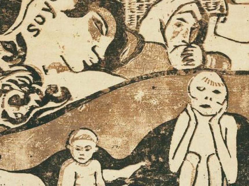 Detail of Paul Gauguin's print, Soyez amoureuses, vous serez heureuses (Love, and You Will Be Happy)