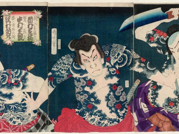 Illustration of 3 warriors battling