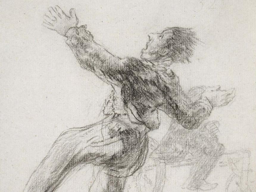 Detail of Goya's drawing, Crazy Skates (Locos patines)