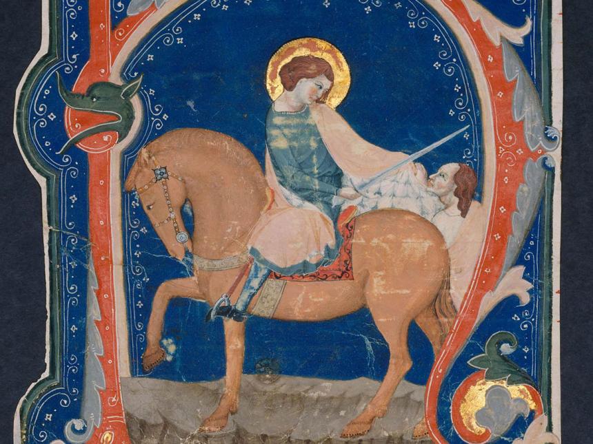 Detail from manuscript of St. Martin and the Beggar