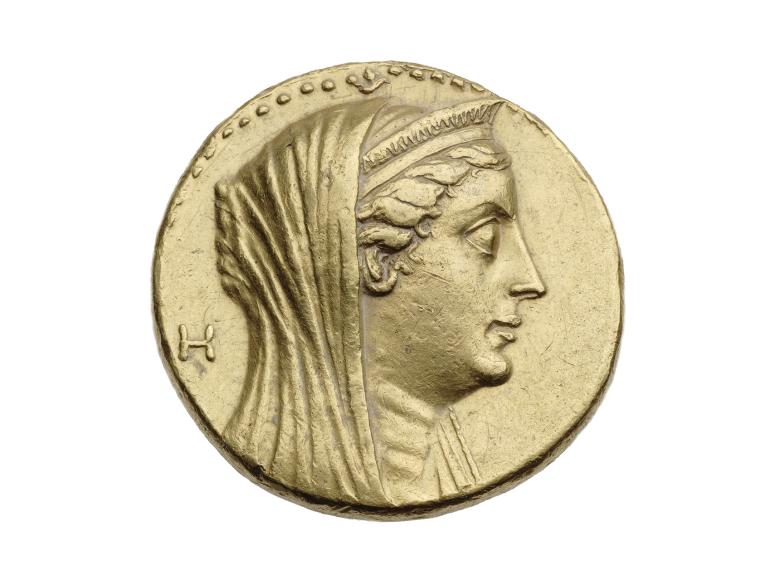 Gold coin with head of Arsinoe II