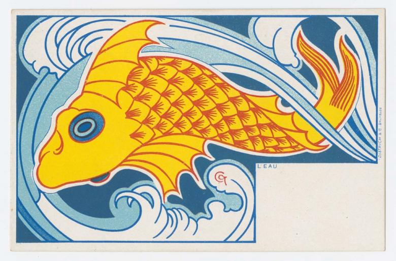 Gisbert Combaz (Belgian, 1869–1941), Water, from the series The Elements, 1898. Color lithograph. Leonard A. Lauder Postcard Archive. Gift of Leonard A. Lauder, 2012.