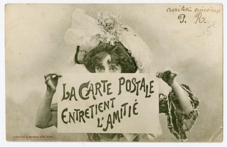 The postcard maintains friendship about 1904 Published by A. Bergeret et Cie. Photolithograph on card stock. Leonard A. Lauder Postcard Archive—Promised gift of Leonard A. Lauder