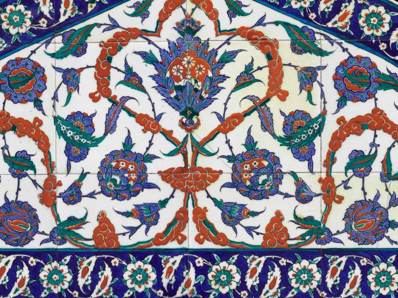 Detail of Ottoman tile lunette with a floral pattern