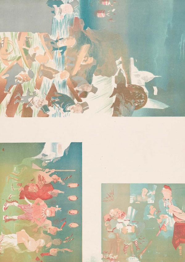 A piece of paper with color separation prints of three photographs.