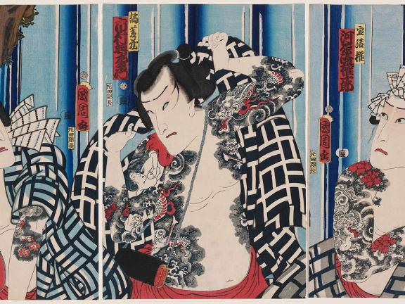 Illustration of 3 warriors battling