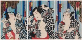 Illustration of 3 warriors battling