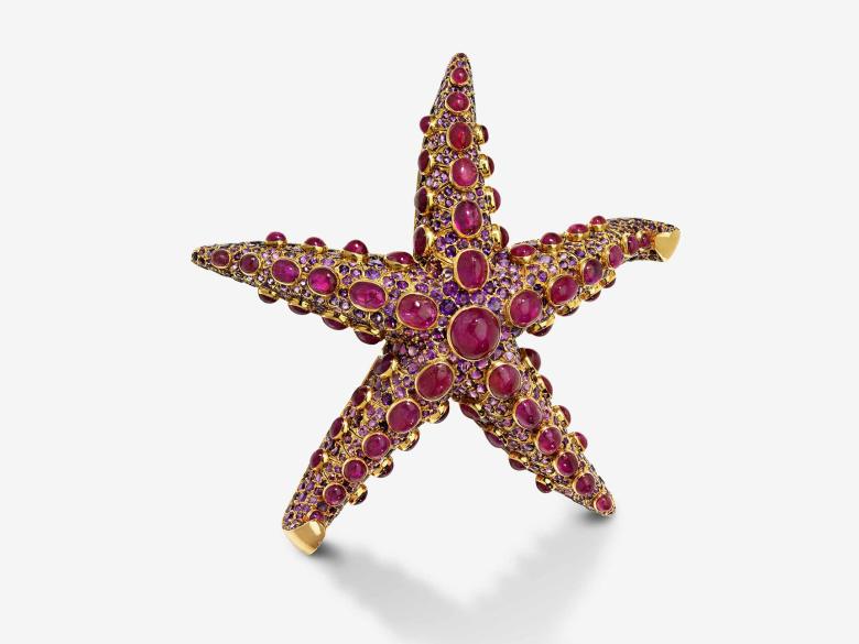 pink jeweled starfish brooch
