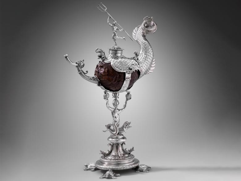 Ornate silver coconut cup