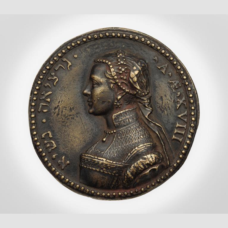 A circular bronze portrait medal of Dona Gracia Nasi the Younger. 