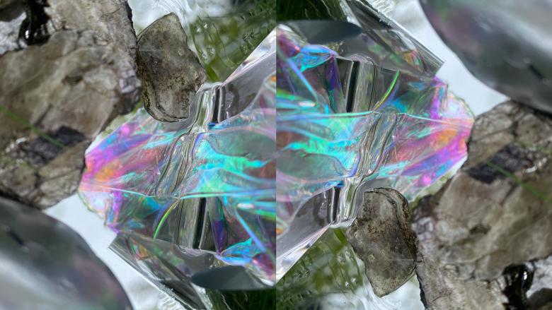 A still from a video about iridescent Jell-O. 