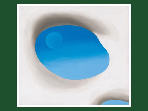 A painting of a blue oval 