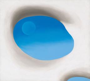 A painting of a blue oval 