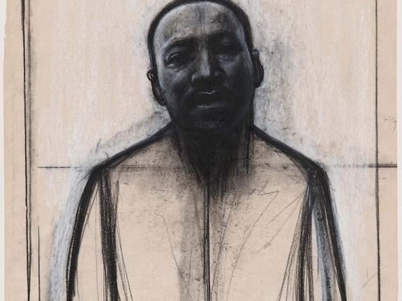 Black and white drawing of Dr. Martin Luther King, Jr.