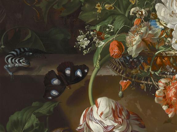 Rachel Ruysch, Still Life with Fruits and Flowers (detail), 1714.