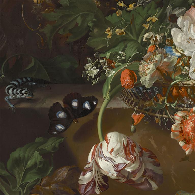 Rachel Ruysch, Still Life with Fruits and Flowers (detail), 1714.