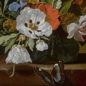 Rachel Ruysch, Still Life with Flowers in a Vase on a Ledge, 1698. 