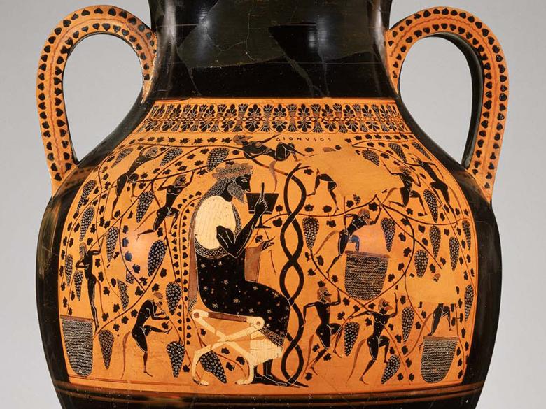 Detail of Greek two-handled jar (amphora)