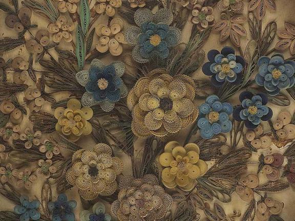 detail of paper quilled flowers