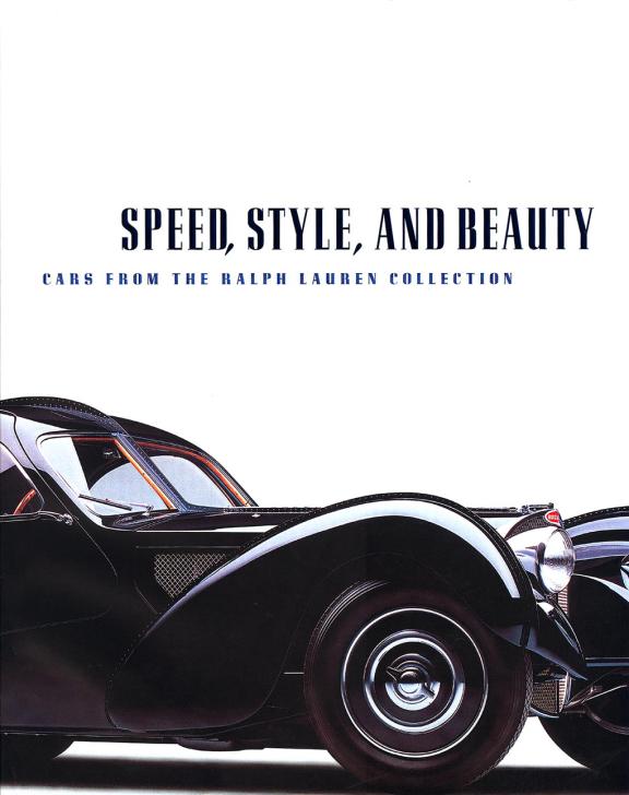 Cover of book "Speed, Style, and Beauty," featuring a black vintage car on a white background
