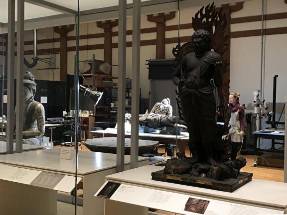 Conservators working in the public Conservation in Action studio