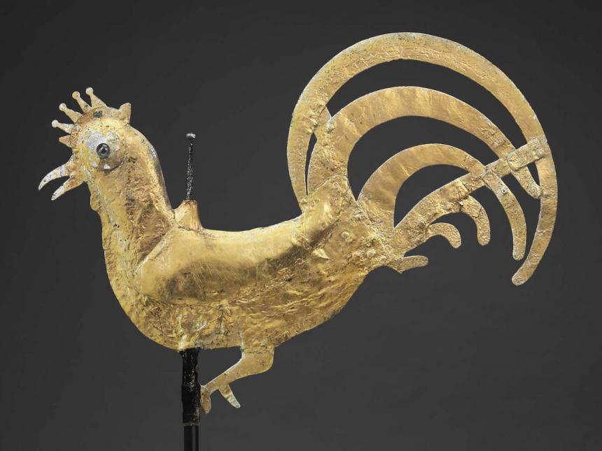 copper weather vane in shape of rooster